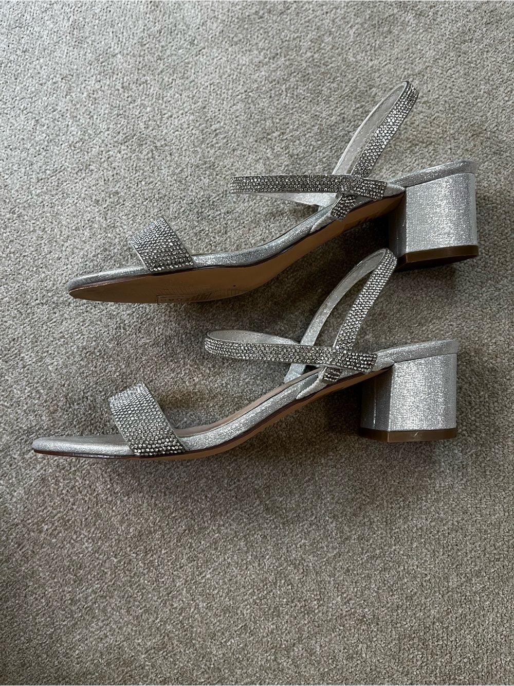 David's Bridal Silver Rhinestone Strap Slingback Sandals Annie size 8 - Picture 5 of 7